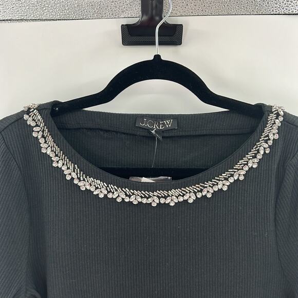 J. Crew Women's Vintage rib boatneck T-shirt with embellishments - Black - M NWT - Picture 5 of 8